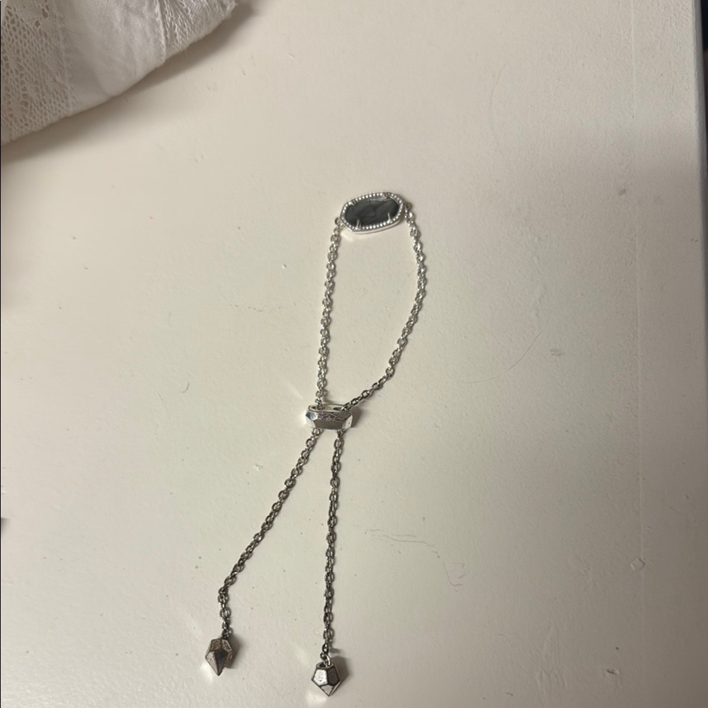 Kendra Scott Bracelet Elegant Silver Bracelet with Black Stone